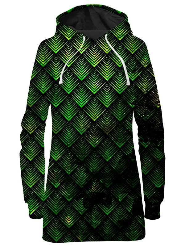 Online Specials Galactic Dragon Scale Green Hoodie Dress