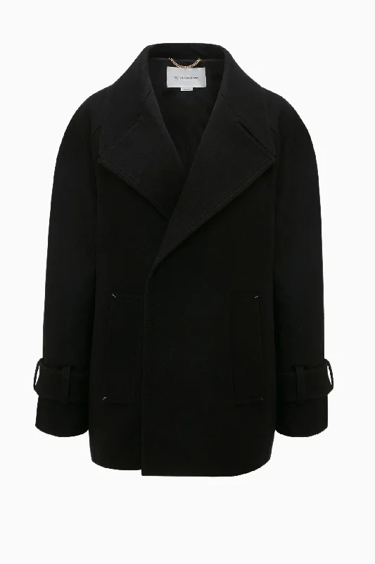 Exclusive Access Victoria Beckham Oversized Pea Coat - Black