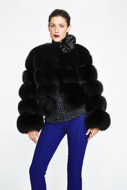 Stock Clearance Chantal Black Fox Fur Jacket