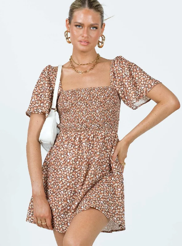 The Best Prices Summer Nights Mini Dress Brown Floral