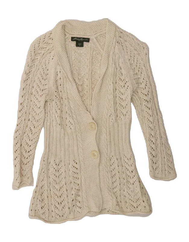 Deep Discounts EDDIE BAUER Womens Seattle Cardigan Sweater UK 4 XS Beige Linen