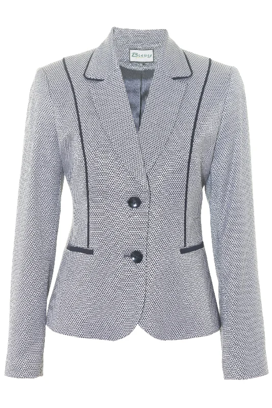 Today Only Busy Clothing Women Geometric Design Jacket Navy and Grey