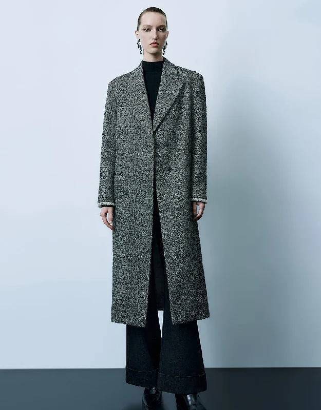 Instant Discount Peak Lapel Straight Blazer Coat