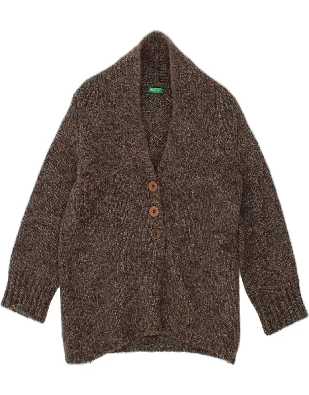 Reduced Prices BENETTON Womens Cardigan Sweater UK 10 Small Grey Wool