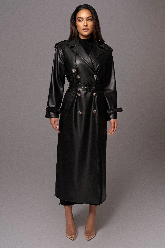 Deal Dash Black Odin Faux Leather Coat