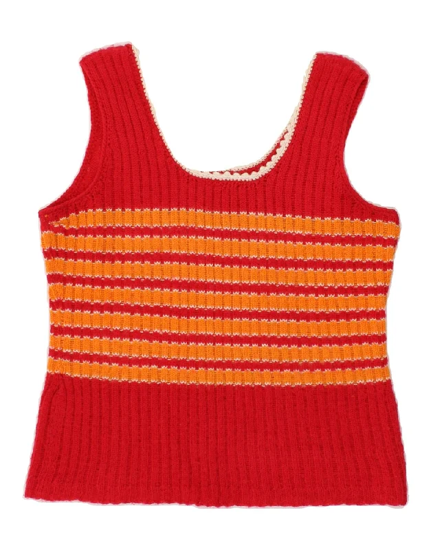 Friends and Family Sale VINTAGE Womens Crop Vest Tank Top UK 14 Medium Red Striped