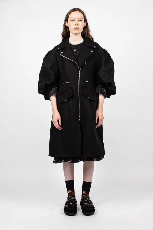 Massive Deals Sculpted Biker Detail Coat Black
