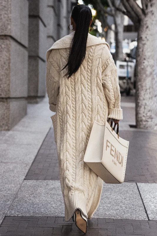 Act Fast Ivory Upstate Cable Knit Cardigan
