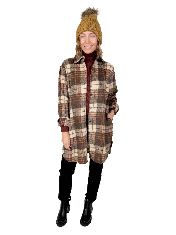 Huge Discounts Renfrew Plaid Shacket- APRICOT/BROWN-FINAL SALE*S*