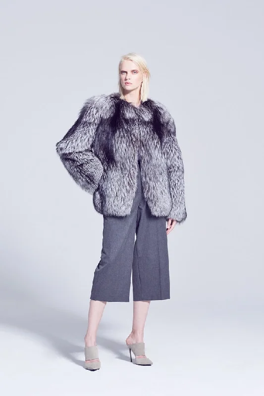 Clearance Items Demi Silver Fox Fur Jacket