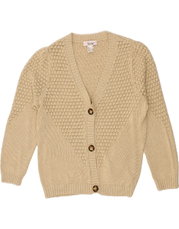 Clearance Sale VINTAGE Womens Oversized Cardigan Sweater UK 18 XL Beige Polyacrylic