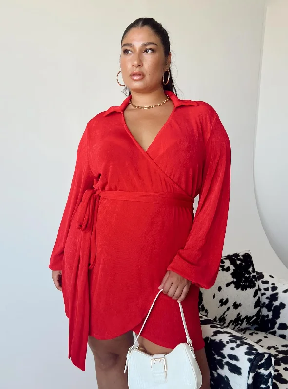 Savings Event Party Time Mini Dress Red Curve