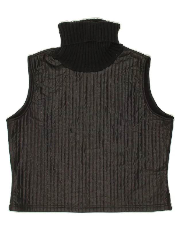 Hot Deal VINTAGE Womens Crop Roll Neck Vest Tank Top UK 10 Small Black