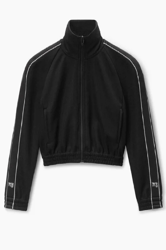 Today Only alexanderwang.t Cropped Track Jacket with Logo Tape - Black
