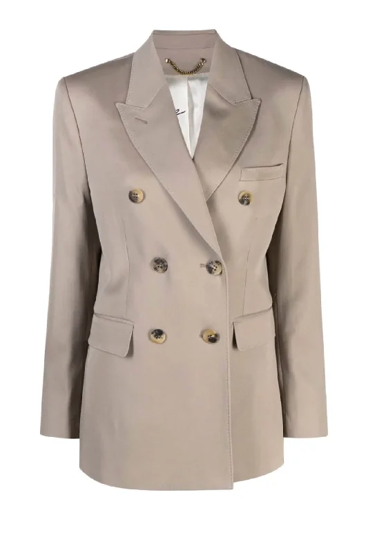 Midnight Madness Golden Goose Wool Gabardine Double Breasted Blazer - Roasted Cashew