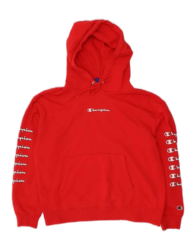 Instant Discount CHAMPION Womens Graphic Hoodie Jumper UK 16 Large Red