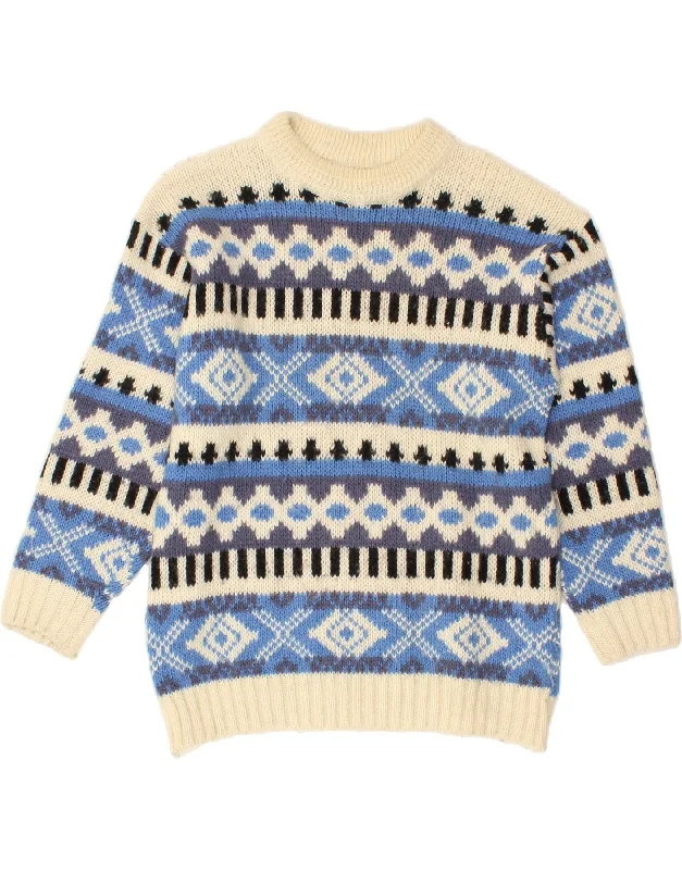Bargain Prices VINTAGE Womens Crew Neck Jumper Sweater UK 16 Large Off White Fair Isle
