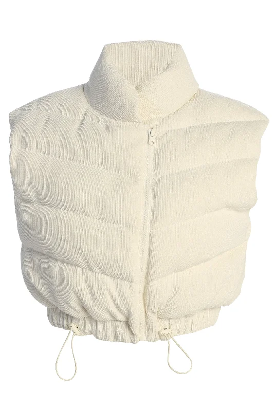 Midnight Sale Buttercream Delma Ribbed Puffer Vest