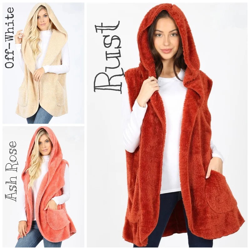 Big Discounts Hooded Plush Sherpa Cardigans
