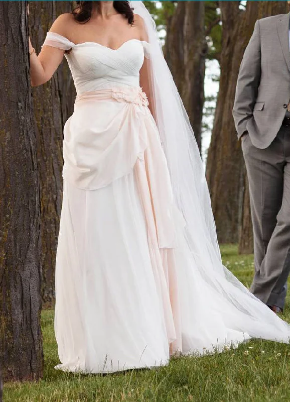 Extra Savings Galina Tulle A-line Wedding Dress w/ Swag Sleeves WG3779