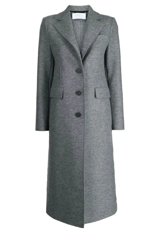 Price Drop Alert Harris Wharf Single Breasted Pressed Wool Coat - Grey Mouline