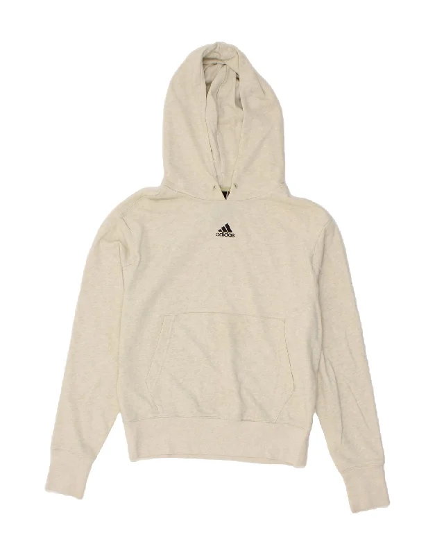 Price Slash ADIDAS Womens Hoodie Jumper UK 6 XS Grey Cotton
