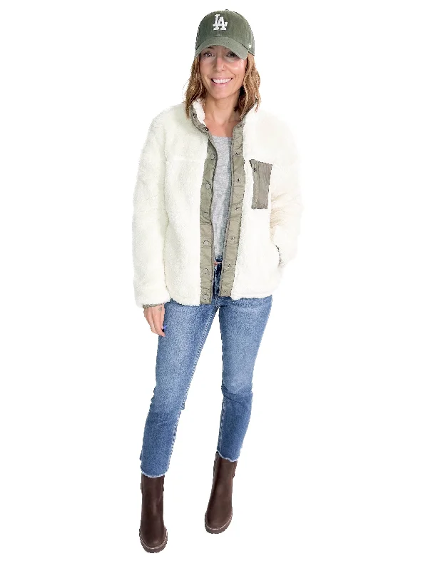 Midnight Madness THREAD & SUPPLY Kimble Sherpa Jacket- CREAM/OLIVE