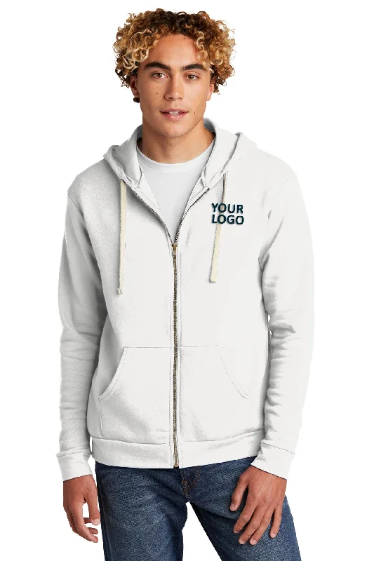 Final Markdown Next Level Unisex Beach Fleece Custom Zip Hoodies, White