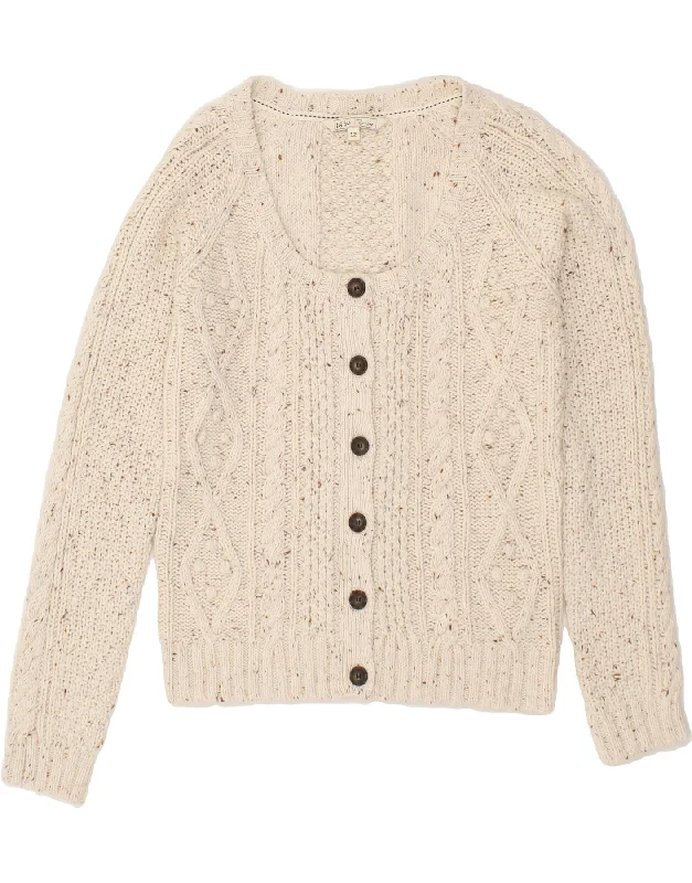 Reduced Prices FAT FACE Womens Cardigan Sweater UK 12 Medium  Beige Flecked Cotton