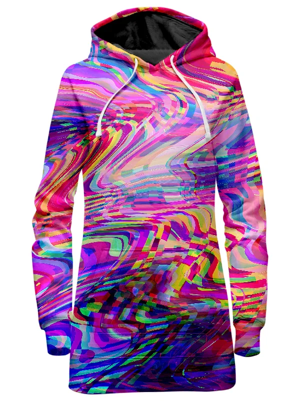 Year-End Sale Glitch Waves Hoodie Dress