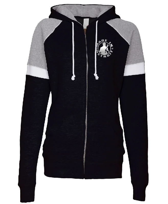 Super Bargain Ladies MID Silver Black/Grey Zip Hoodie