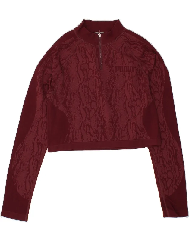 Sneak Peek Sale PUMA Womens Crop Sweatshirt Jumper UK 14 Large Maroon Animal Print Nylon Sneak Peek Sale PUMA Womens Crop Sweatshirt Jumper UK 14 Large Maroon Animal Print Nylon