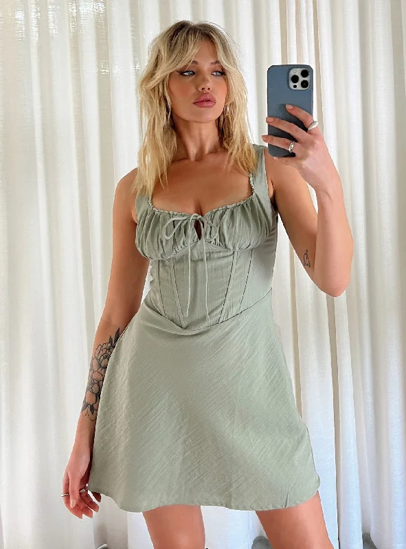 Discount Days Kavey Mini Dress Sage