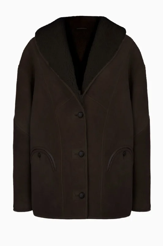 Hurry In Blazé Milano Tatoosh Shearling Coat - Dark Chocolate