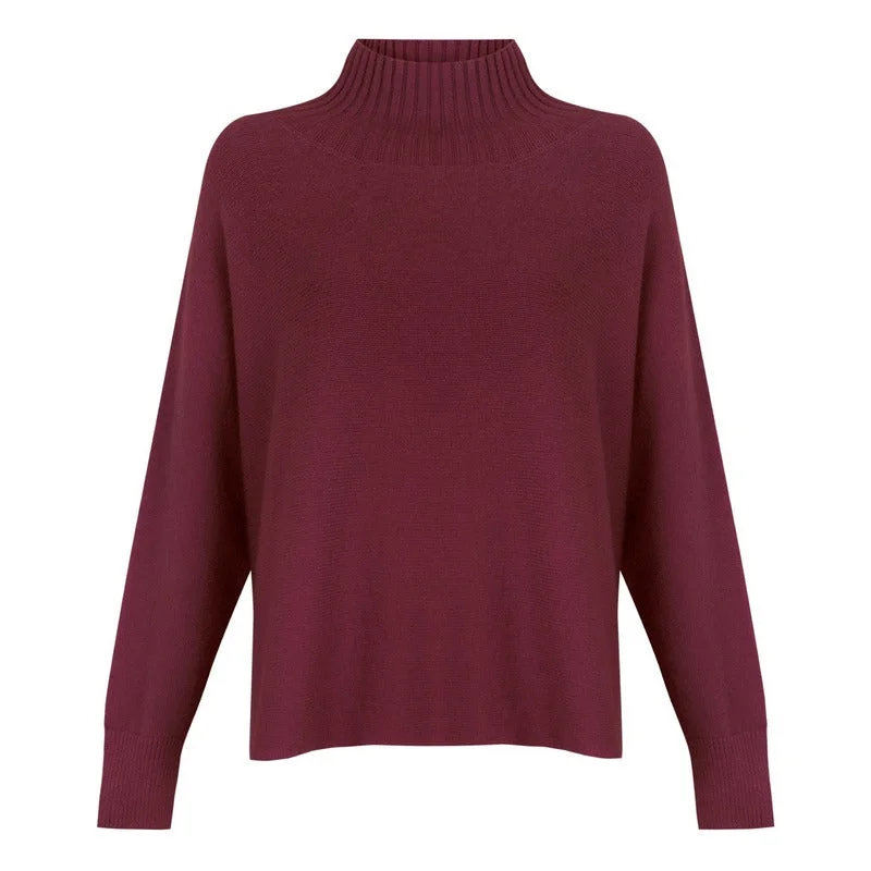 Early Bird Discount Jolie Boxy High Neck Knit in Mulberry