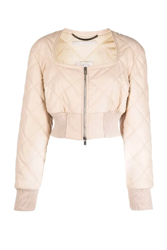 Big Savings Stella McCartney Quilted Cropped Bomber Jacket - Oat