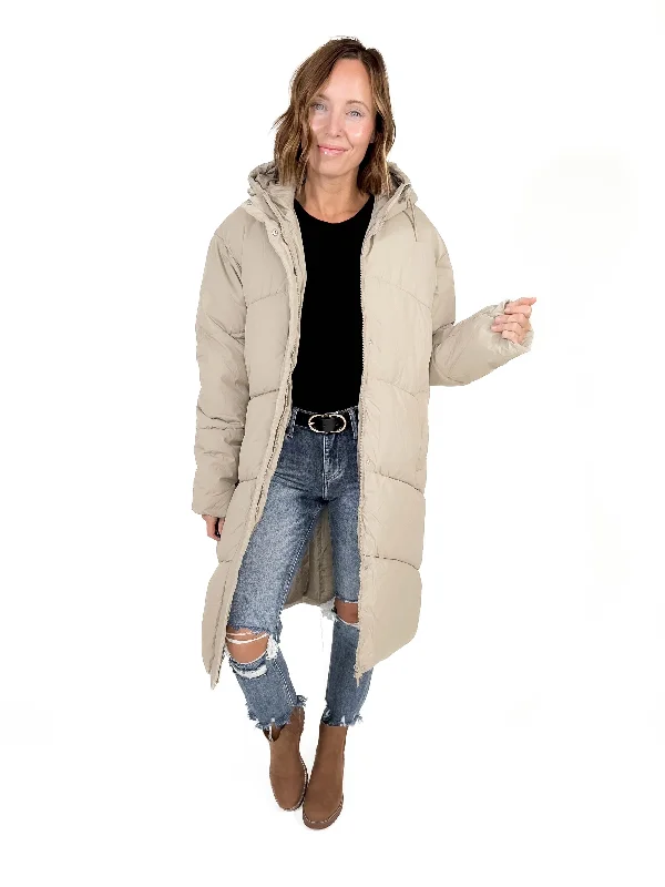 Daily Deals NOISY MAY Tenley Long Jacket- COOL BEIGE -FINAL SALE