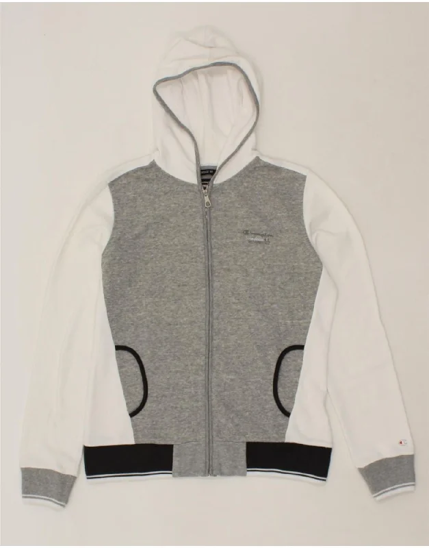 Discount Deals CHAMPION Womens Heritage Fit Zip Hoodie Sweater UK 14 Medium Grey