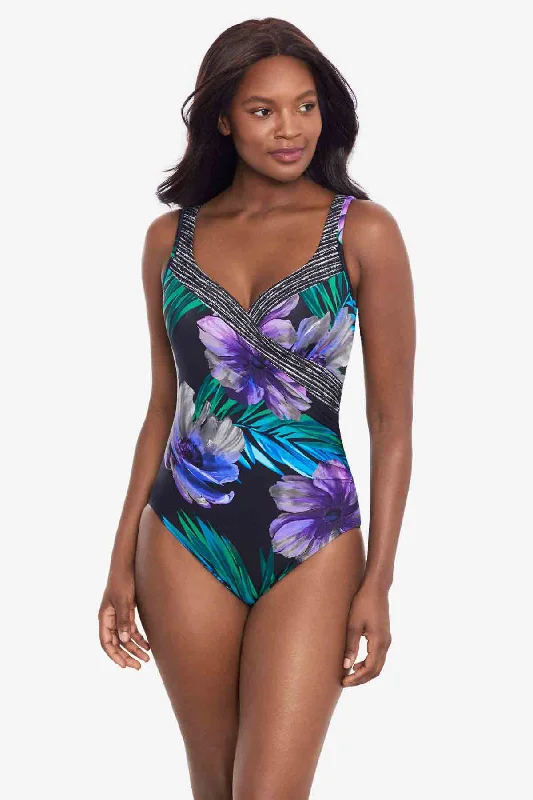 Midnight Madness Flora Aura It's A Wrap One Piece Swimsuit
