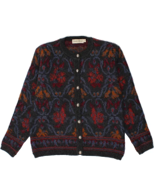 Big Discounts HOLMEWOOD Womens Cardigan Sweater UK 14/16 Medium Grey Floral Mohair