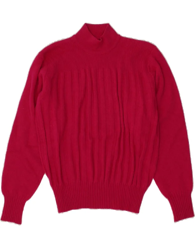 Super Sale VINTAGE Womens Turtle Neck Jumper Sweater UK 14 Medium Pink