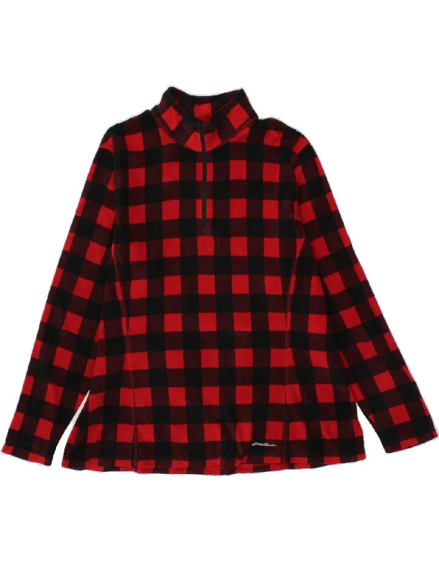 Super Savings EDDIE BAUER Womens Zip Neck Fleece Jumper UK 20 2XL Red Check Polyester Super Savings EDDIE BAUER Womens Zip Neck Fleece Jumper UK 20 2XL Red Check Polyester