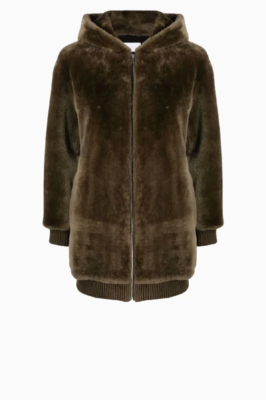 Exclusive Savings Yves Salomon Hooded Shearling Coat - Cypres