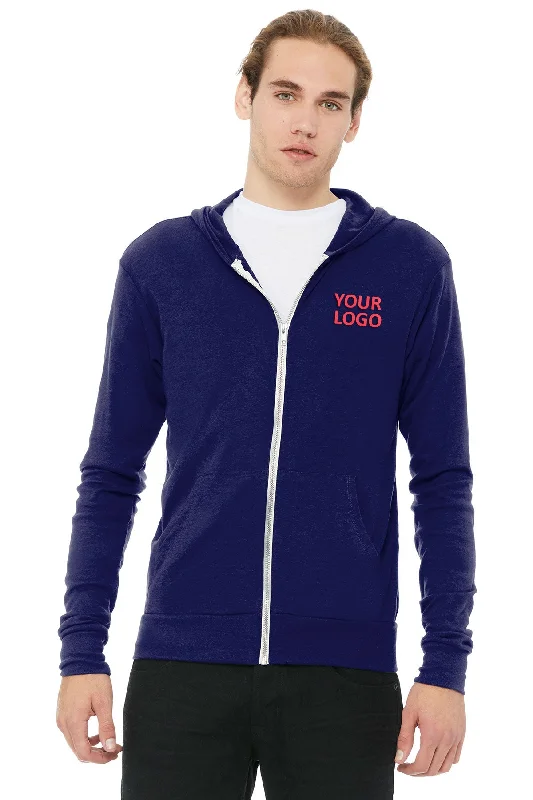 Unmissable Offer Bella Canvas Unisex Triblend Full-Zip Lightweight Hoodie, Navy