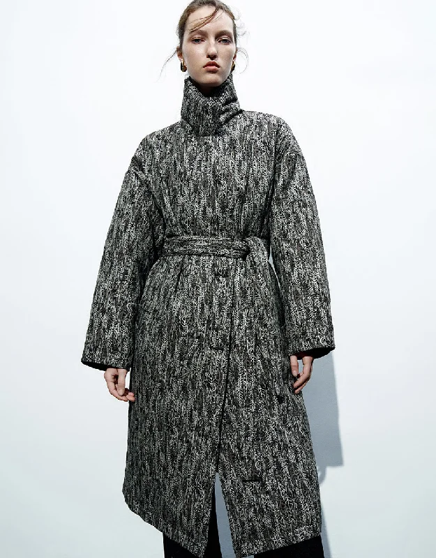 Exclusive Deal Notch Lapel Down Coat With Belt