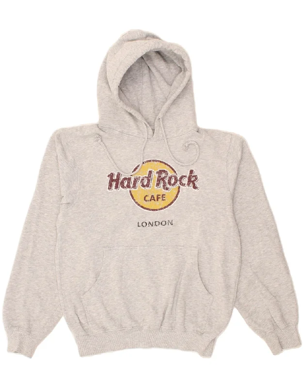 New Arrival HARD ROCK CAFE Womens London Graphic Hoodie Jumper UK 14 Medium Grey
