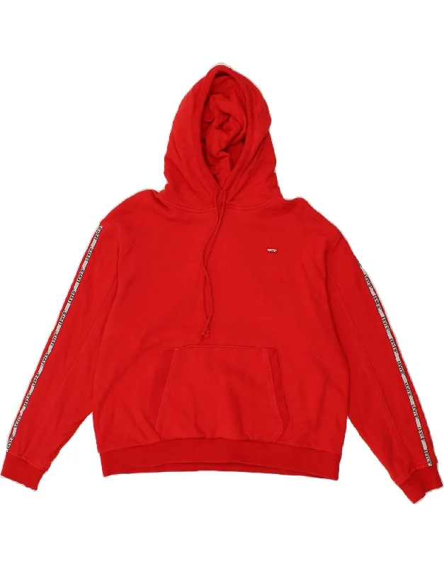 Markdown Madness LEVI'S Womens Oversized Graphic Hoodie Jumper UK 14 Medium Red Cotton Markdown Madness LEVI'S Womens Oversized Graphic Hoodie Jumper UK 14 Medium Red Cotton