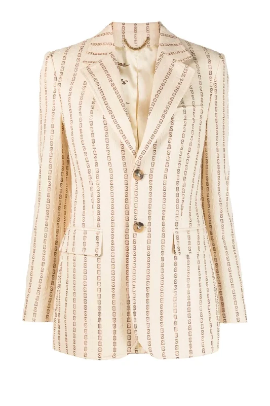 Now or Never Golden Goose Jacquard Single Breasted Blazer - Lamb's Wool/ Coffee Iron