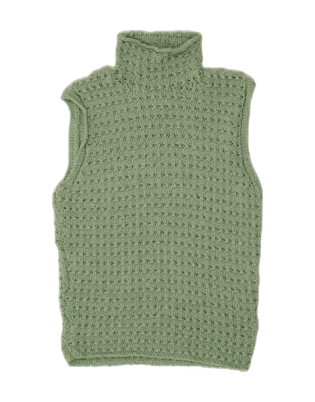 Mega Sale VINTAGE Womens Roll Neck Vest Tank Top UK 10 Small Green