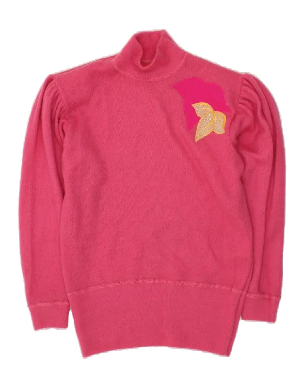 Price Blitz VINTAGE Womens Turtle Neck Jumper Sweater UK 14 Medium Pink Floral